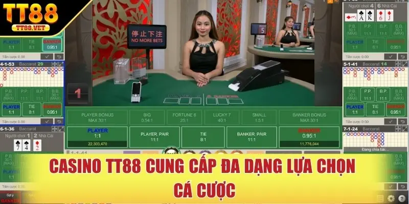 Casino TT88 cung cấp đa dạng lựa chọn cá cược