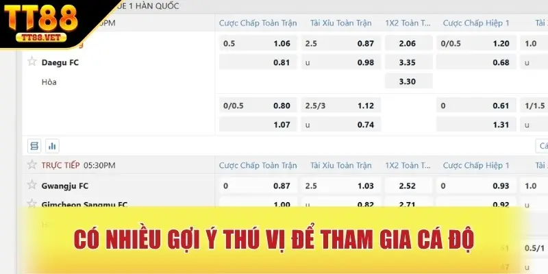 Có nhiều gợi ý thú vị để tham gia cá độ